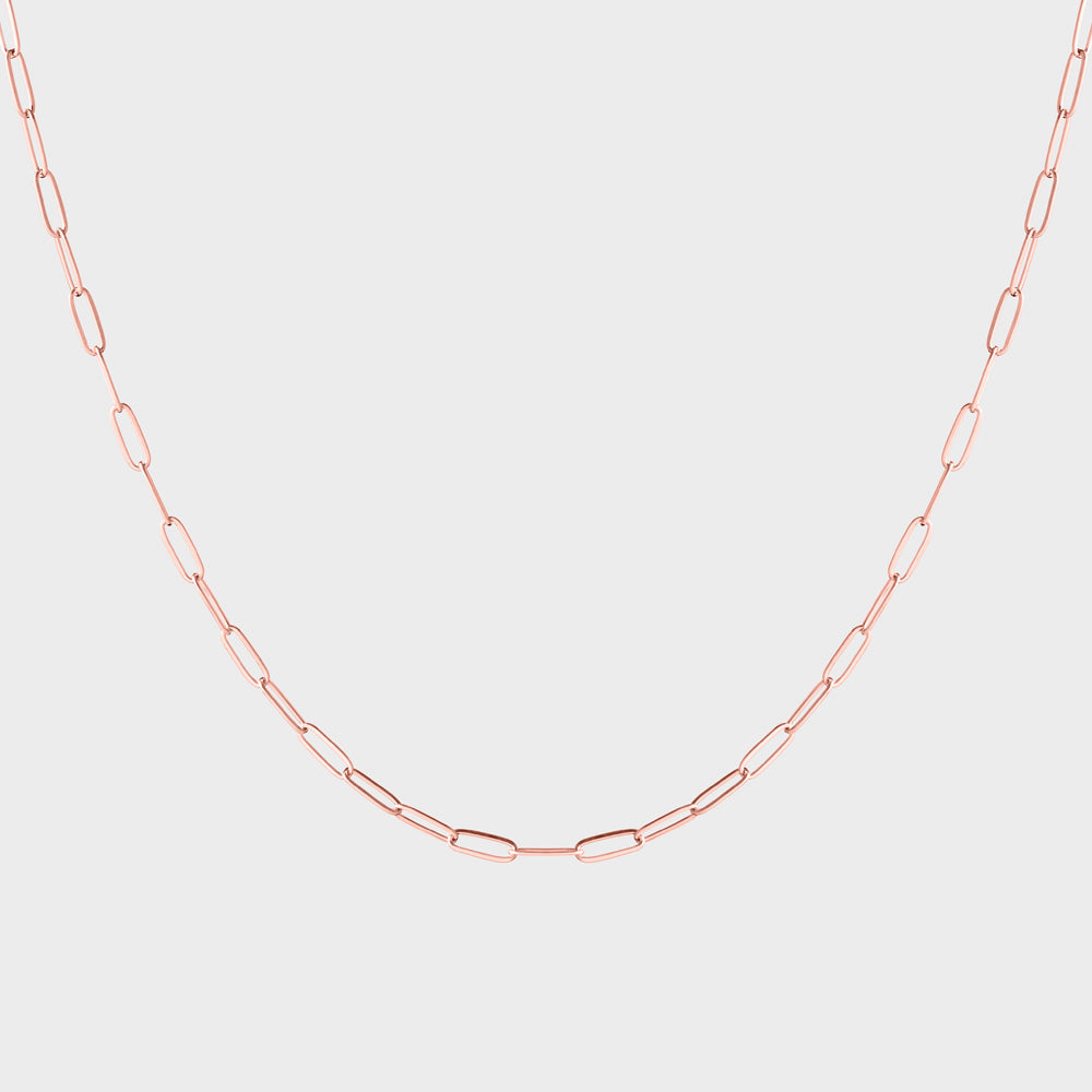 14k Rose Gold Filled Rectangular Chain Choker Collar Necklace