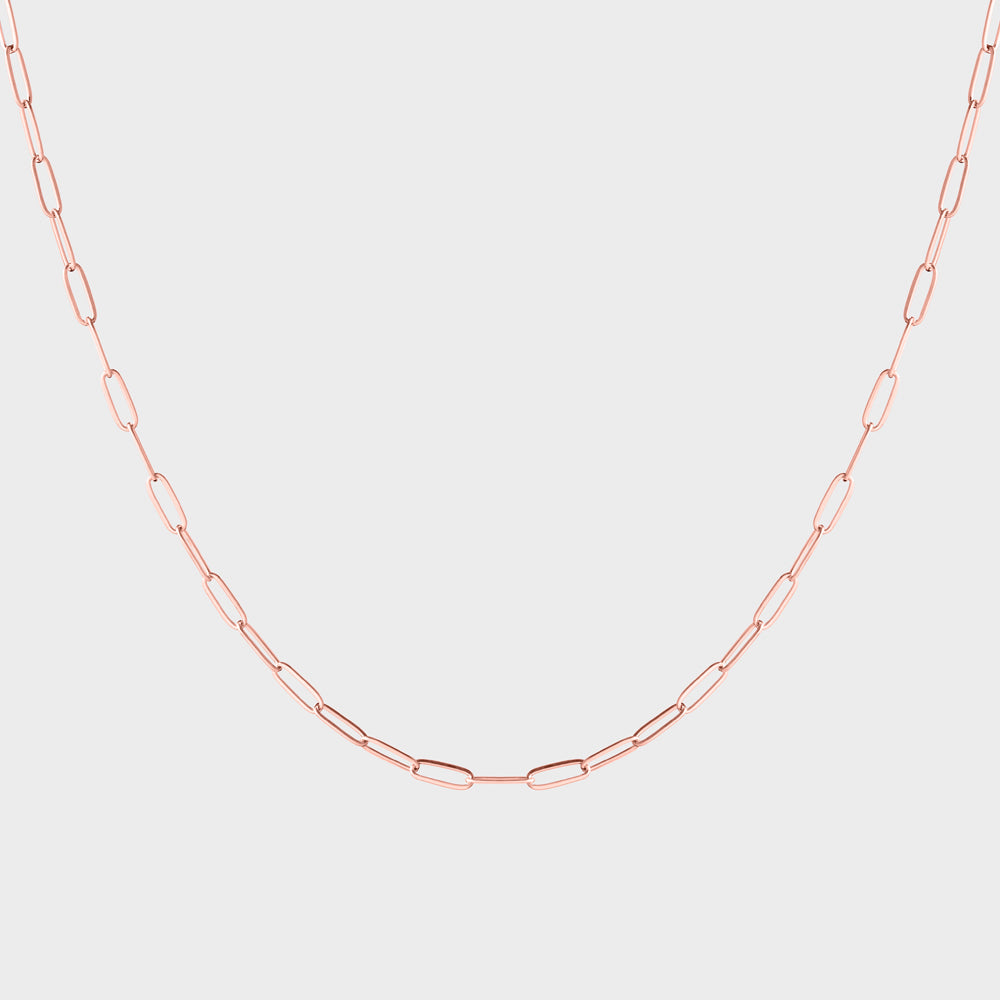14k Rose Gold Filled Rectangular Chain Choker Collar Necklace