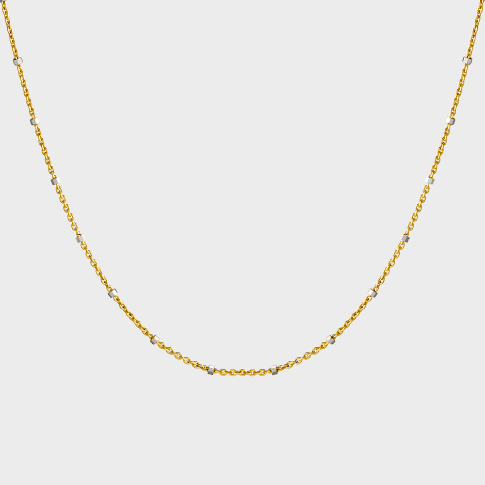 Two Tone Micro Bead Spaced Choker Collar Necklace
