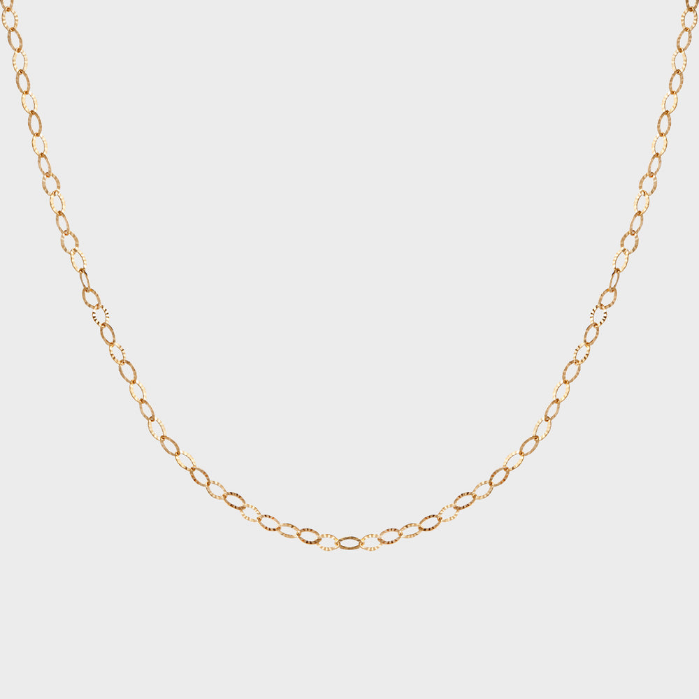 Sparkly Flat Oval Chain Choker Collar Necklace
