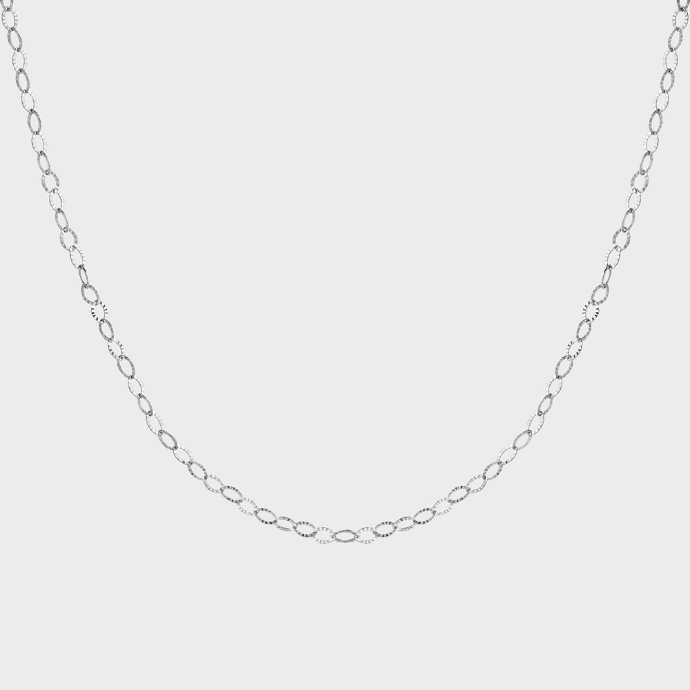 Sparkly Flat Oval Chain Choker Collar Necklace