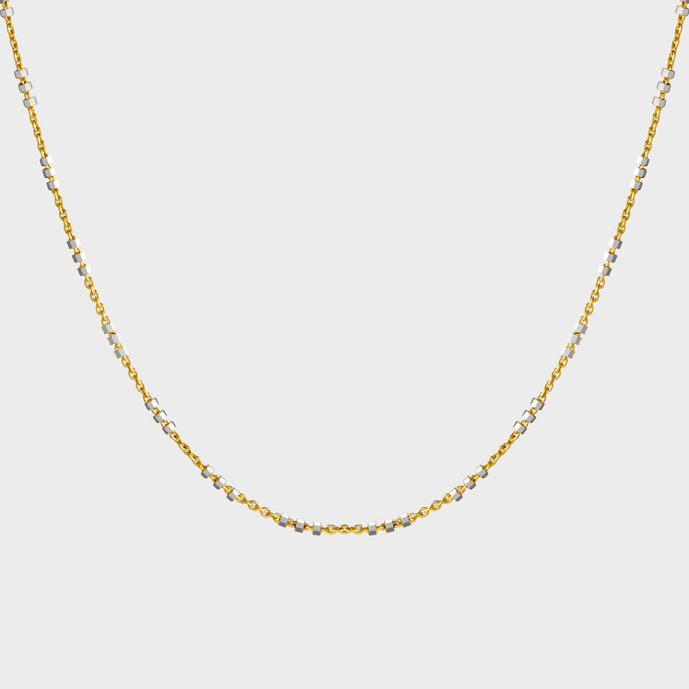 Two Tone Micro Triple Bead Spaced Choker Collar Necklace