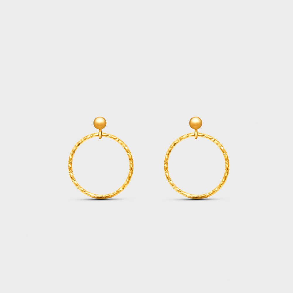 Diamond Cut Circle Drop Post Studs Earrings