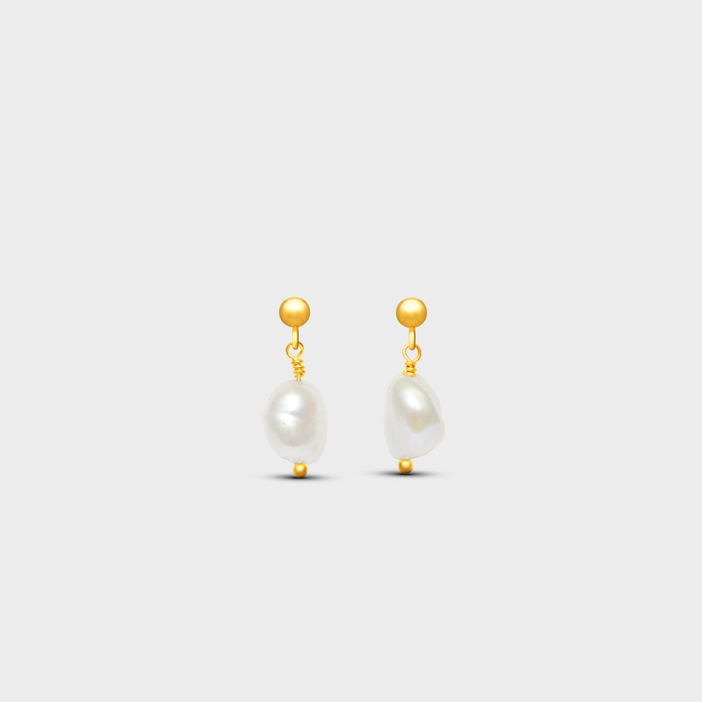 Small Fresh Water Baroque Pearls Drop Post Studs Earrings