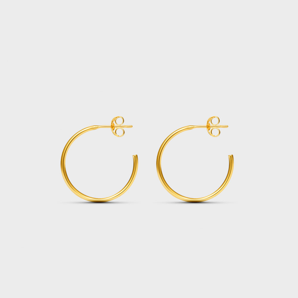 Large Thin Tube Hoop Post Studs Earrings