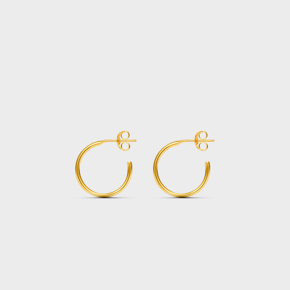 Medium Thin Tube Hoop Post Studs Earrings