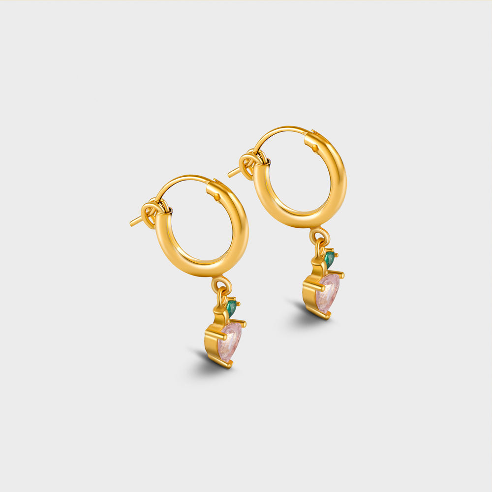 Peach Fruit CZ Hinged Hoops