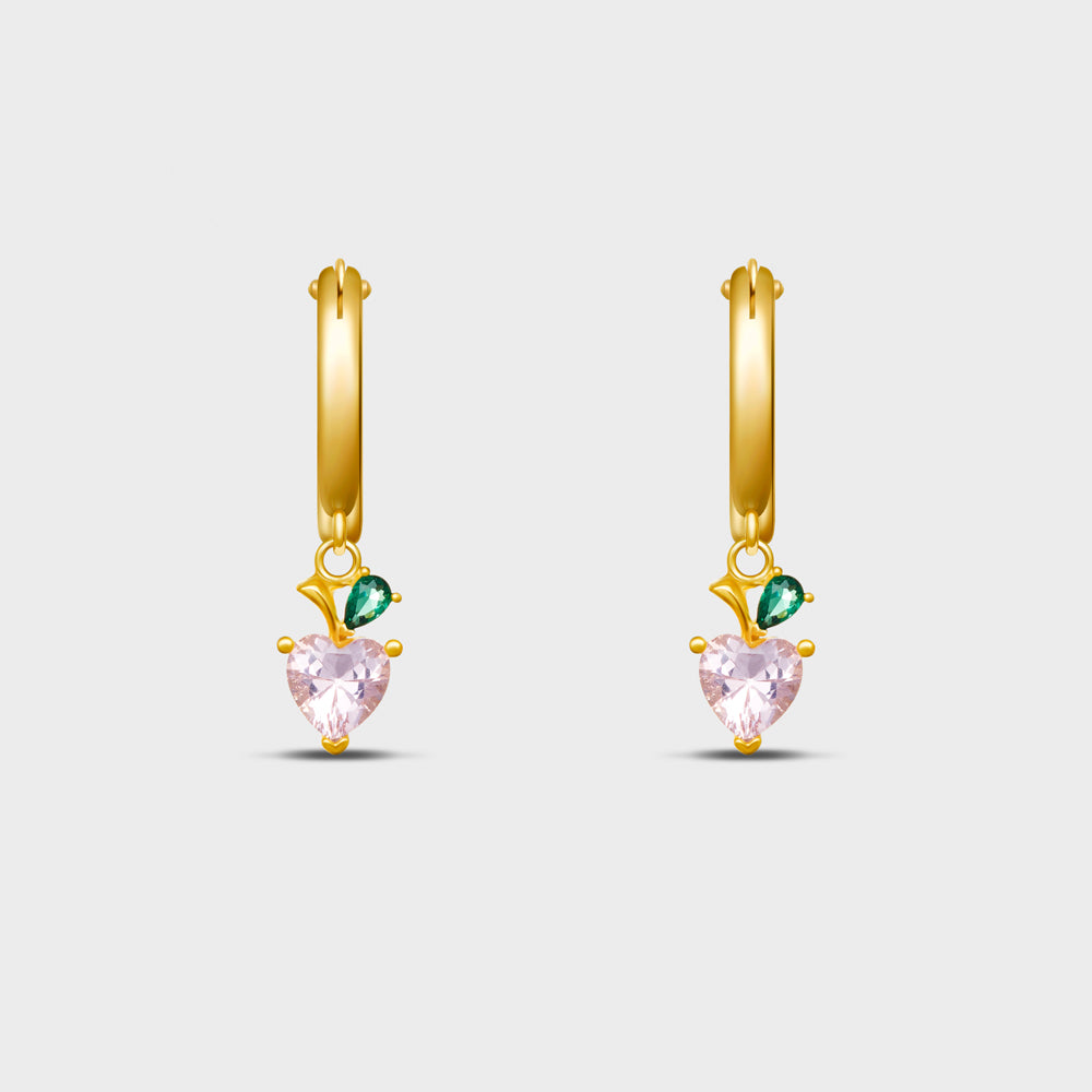 Peach Fruit CZ Hinged Hoops