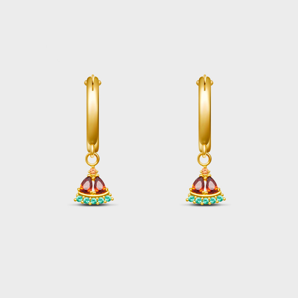Watermelon Fruit CZ Hinged Hoops