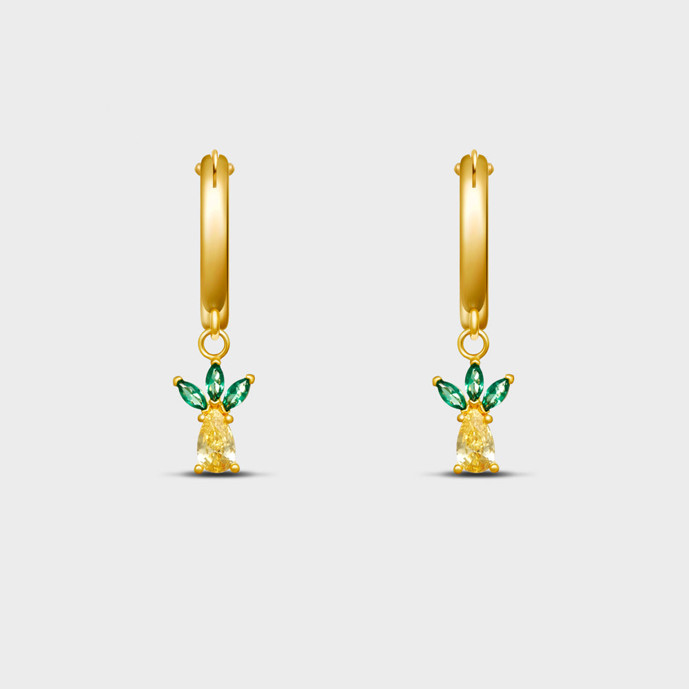 Pineapple Fruit CZ Hinged Hoops