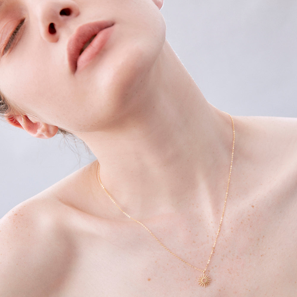 Small Sun Outline Pendant Necklace