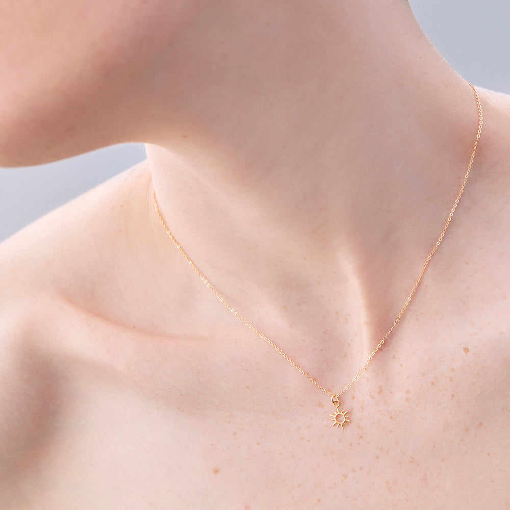 Tiny Sun Outline Pendant Necklace