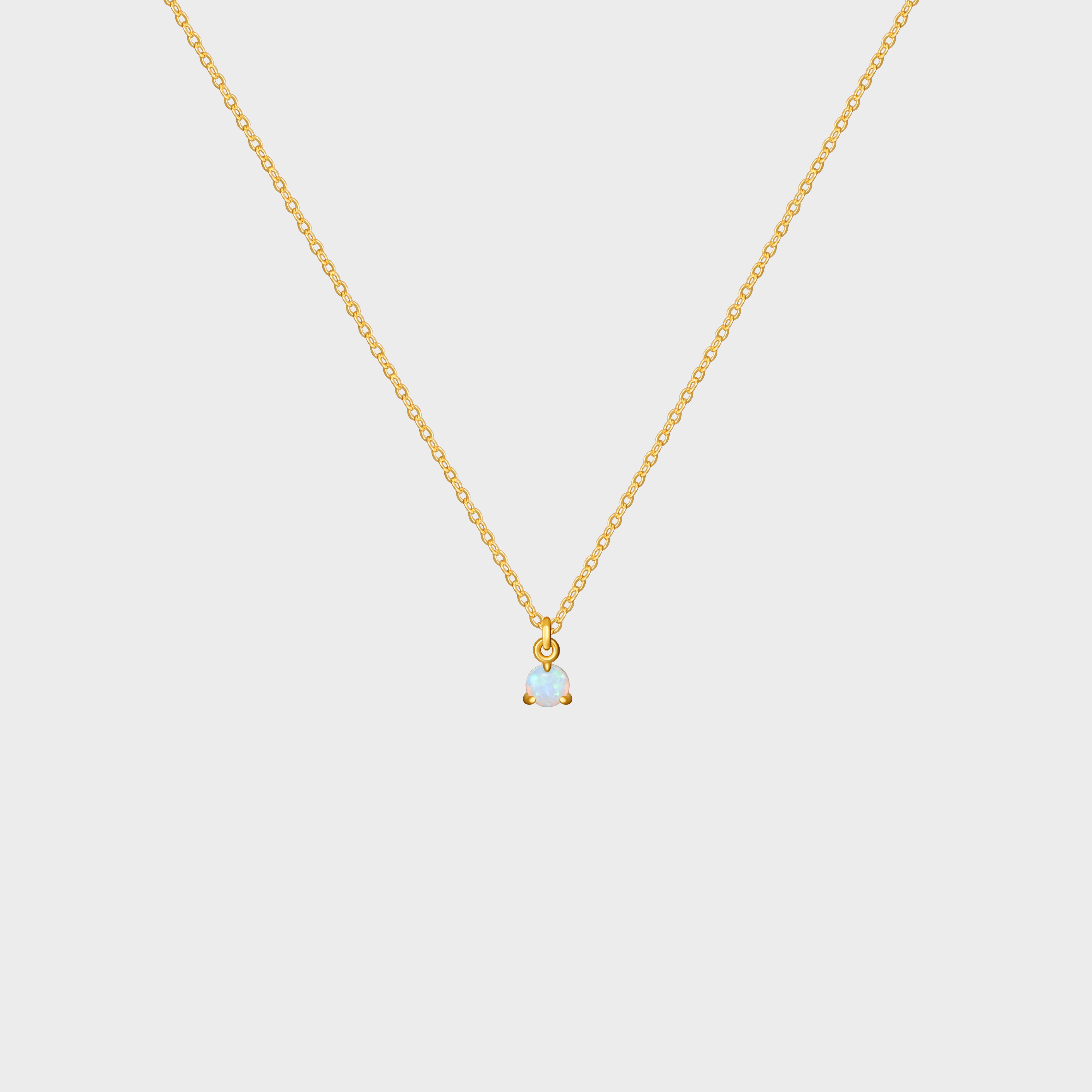 Tiny Prong Round Opal Necklace