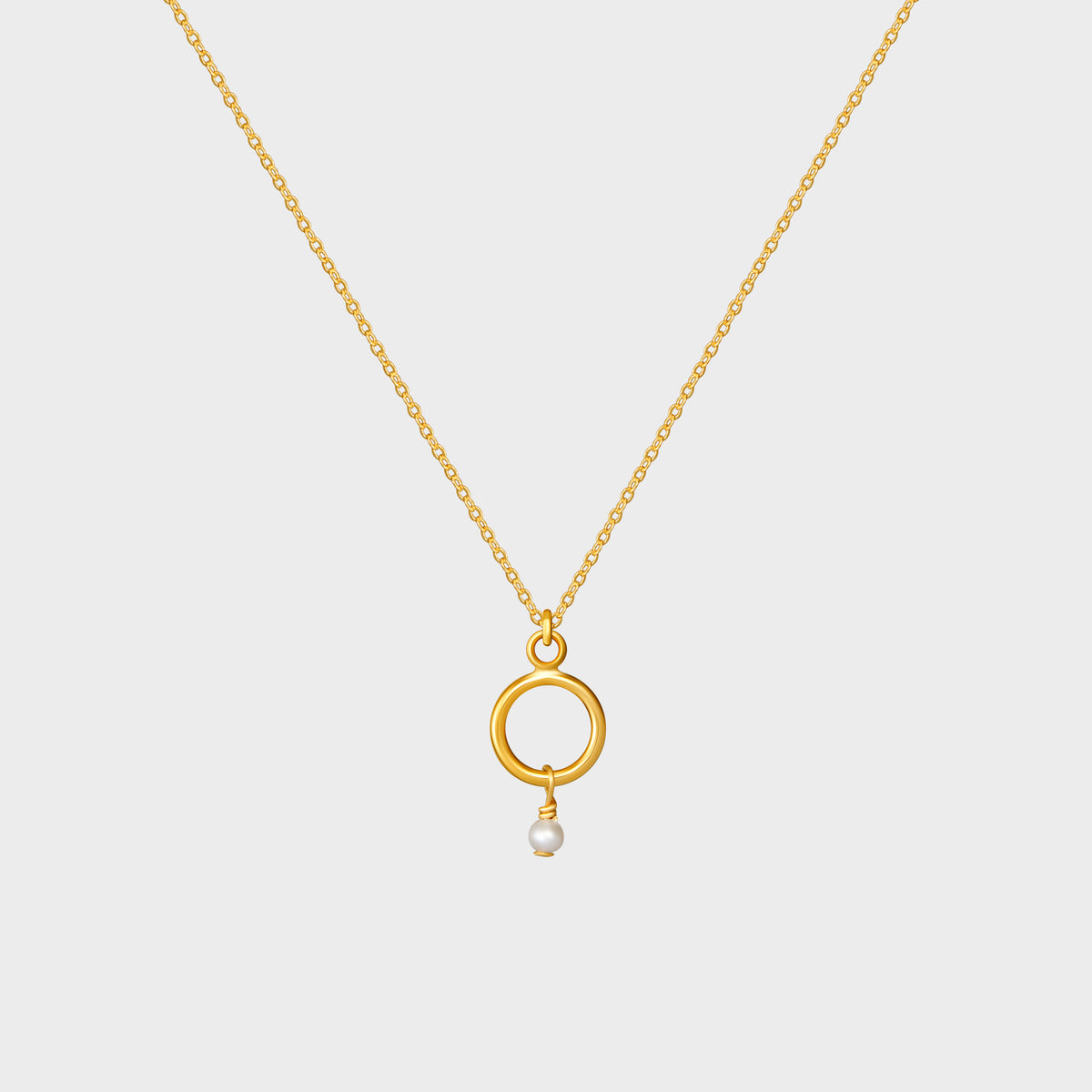 Circle + Fresh Water Pearl Drop Necklace