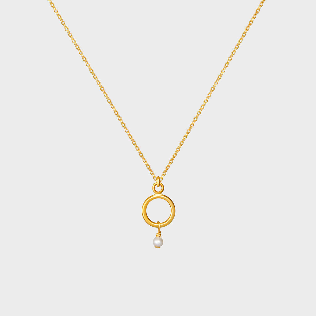 Circle + Fresh Water Pearl Drop Necklace