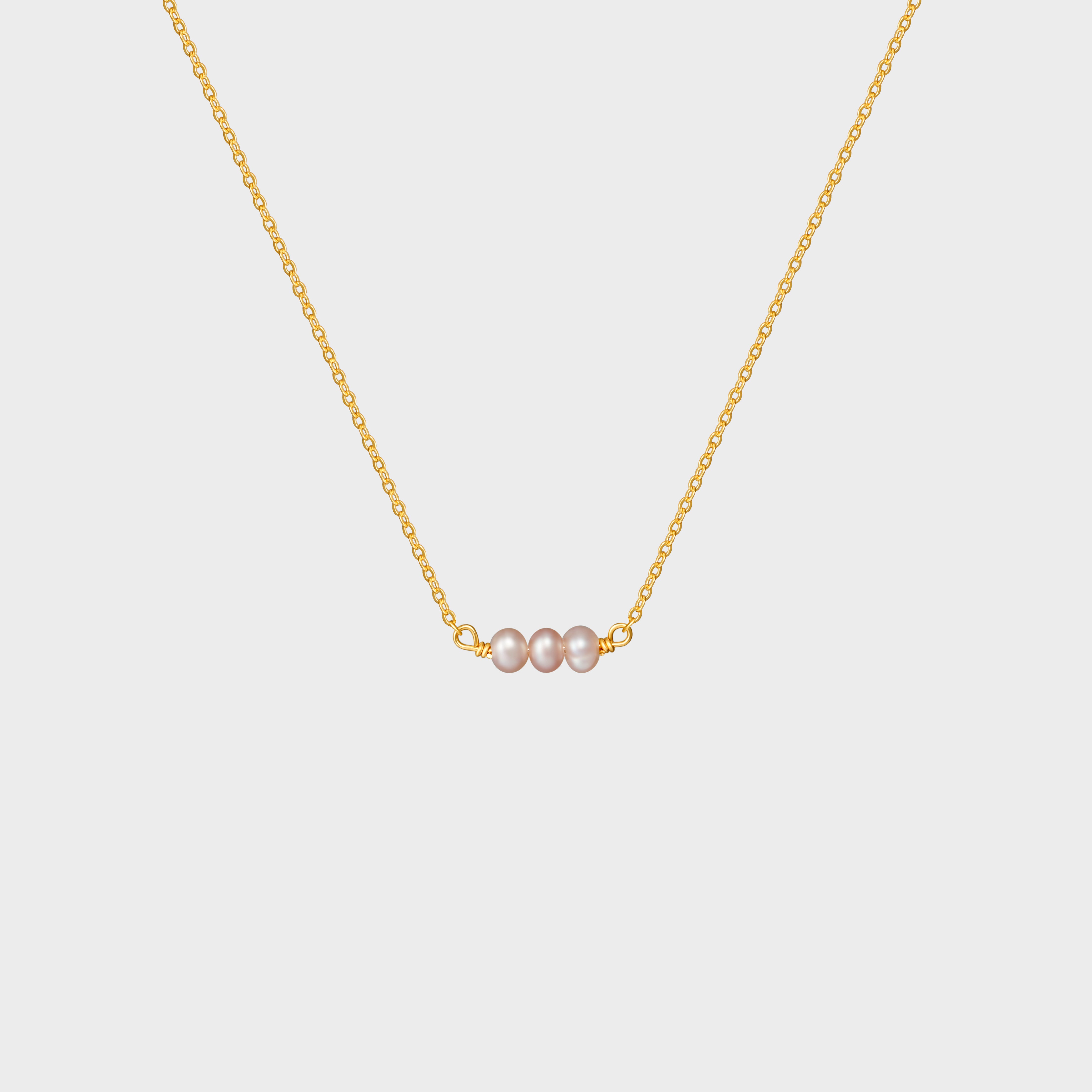 Triple Tiny Blush Pearls Necklace