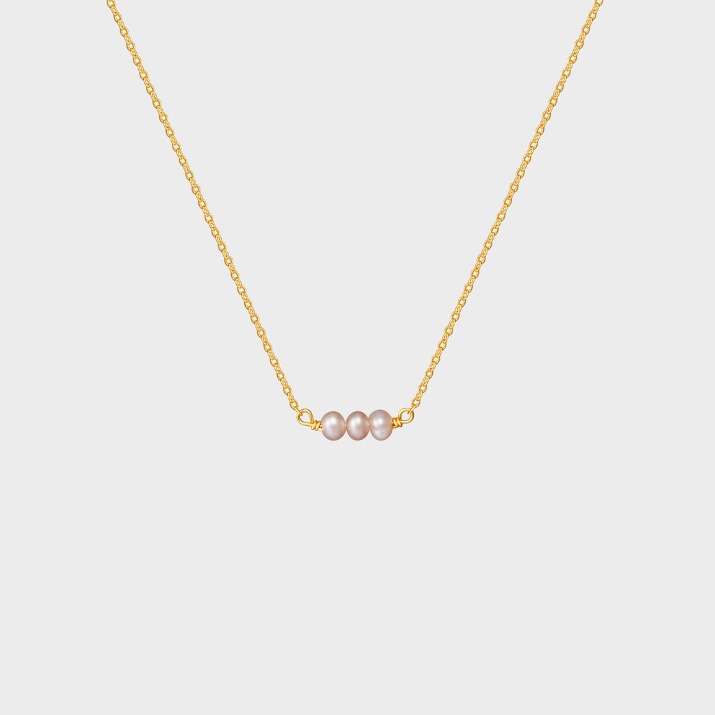 Triple Tiny Blush Pearls Necklace