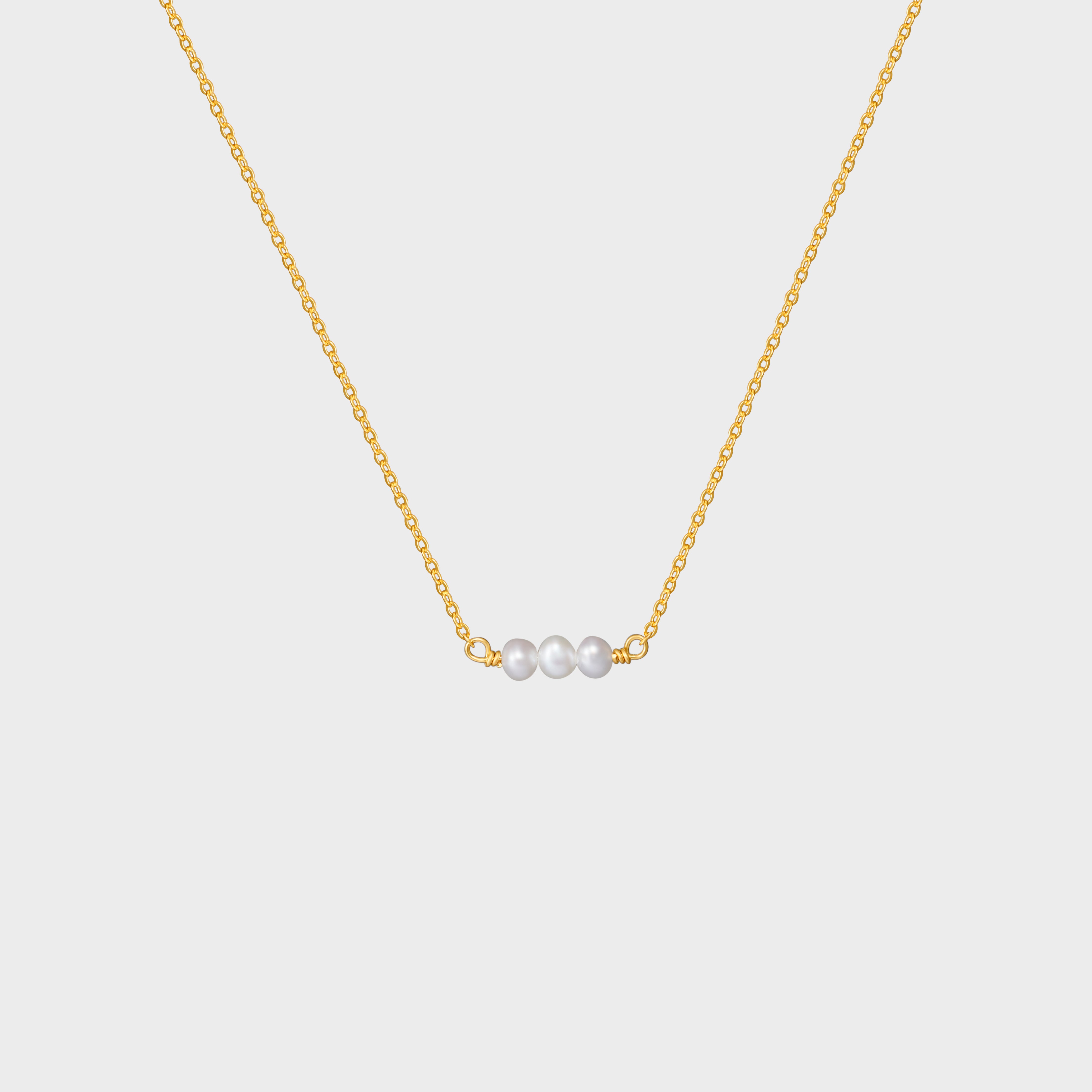 Triple Tiny White Pearls Necklace