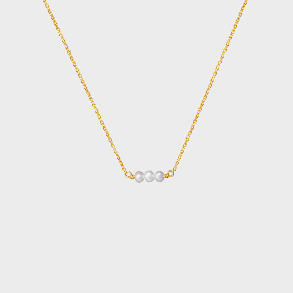 Triple Tiny White Pearls Necklace