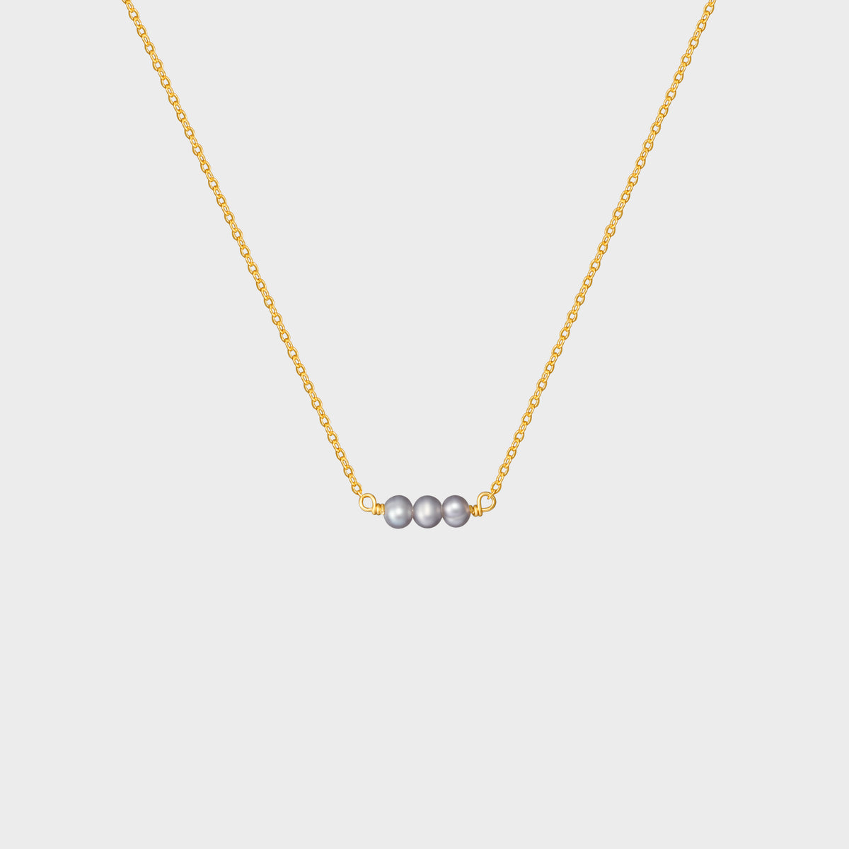 Triple Tiny Grey Pearls Necklace