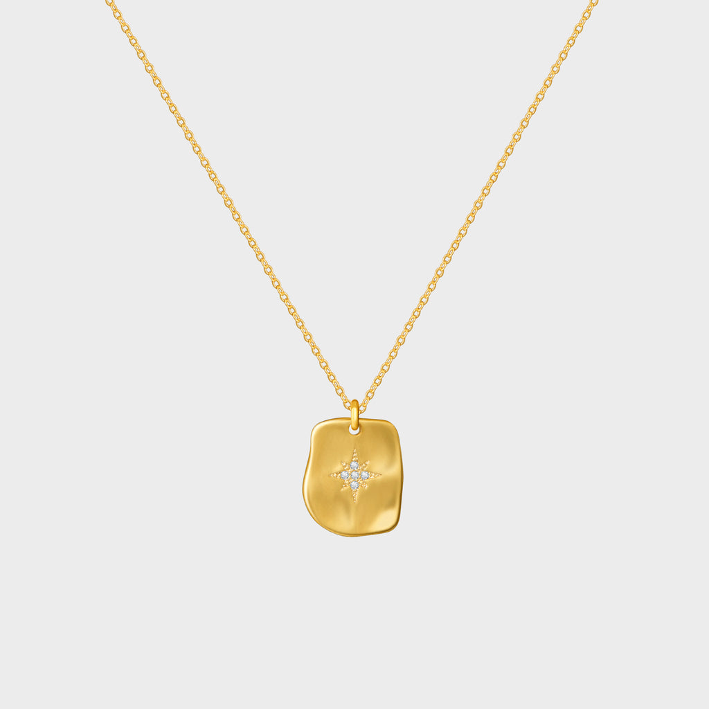 CZ North Star Rectangular Pendant Necklace