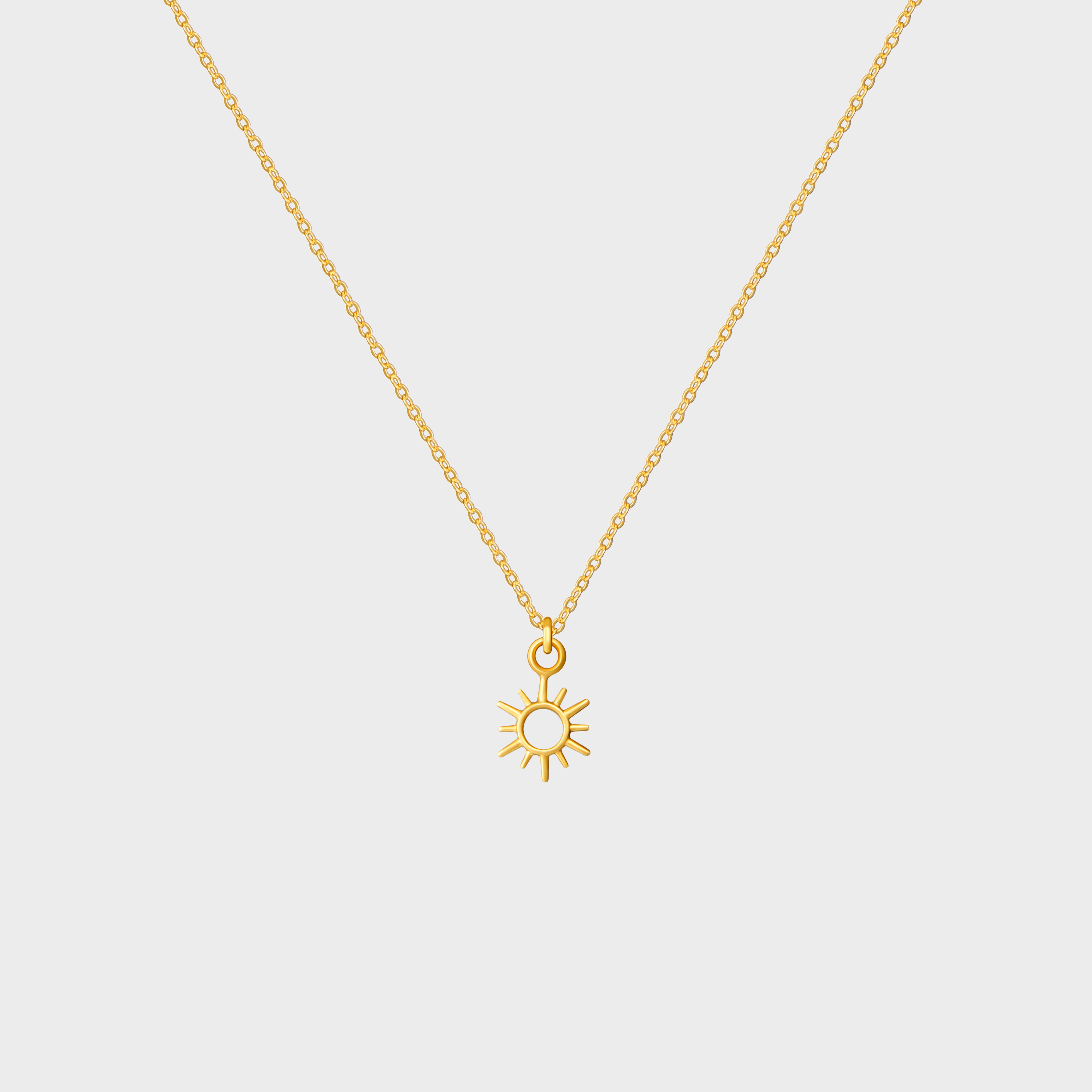 Tiny Sun Outline Pendant Necklace