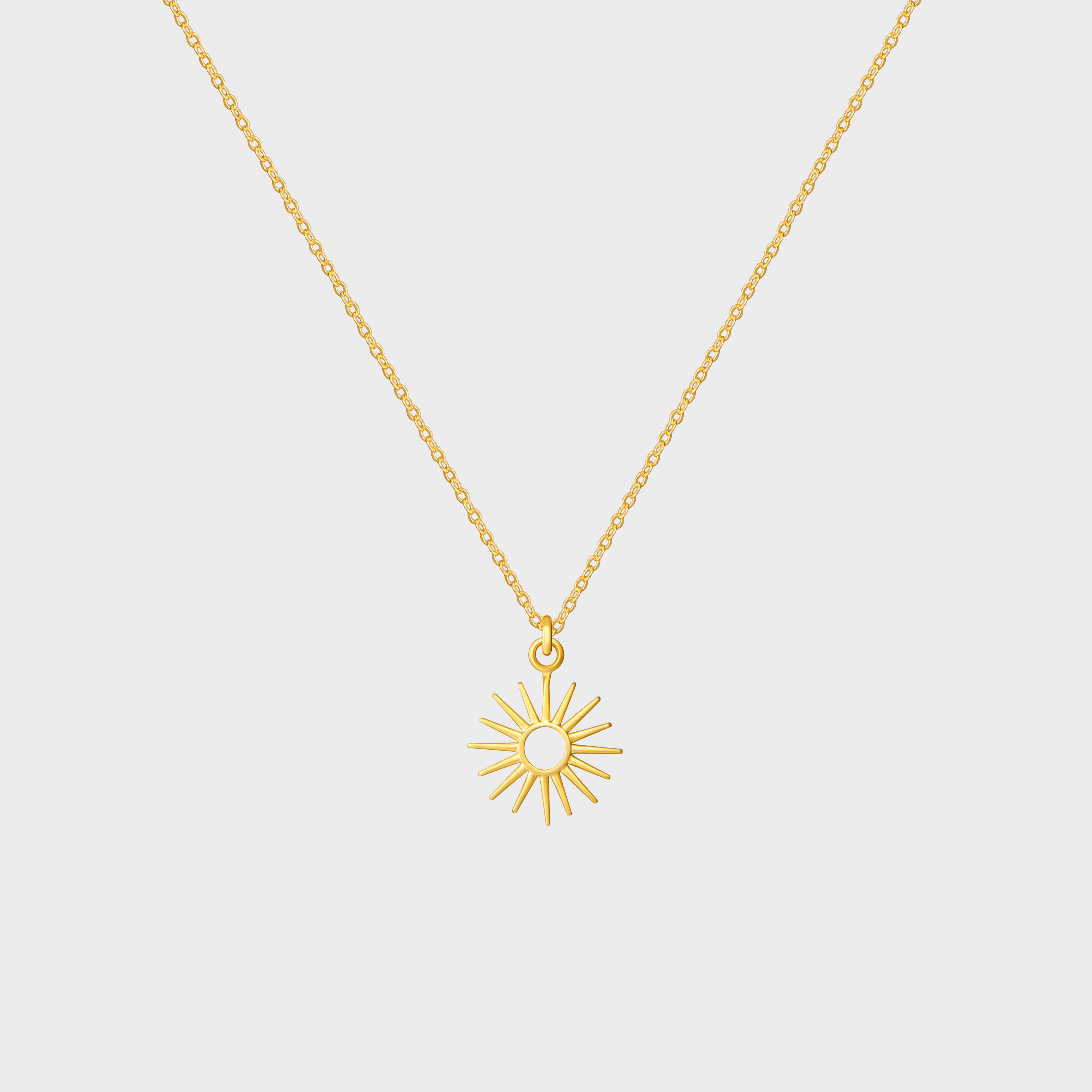 Small Sun Outline Pendant Necklace