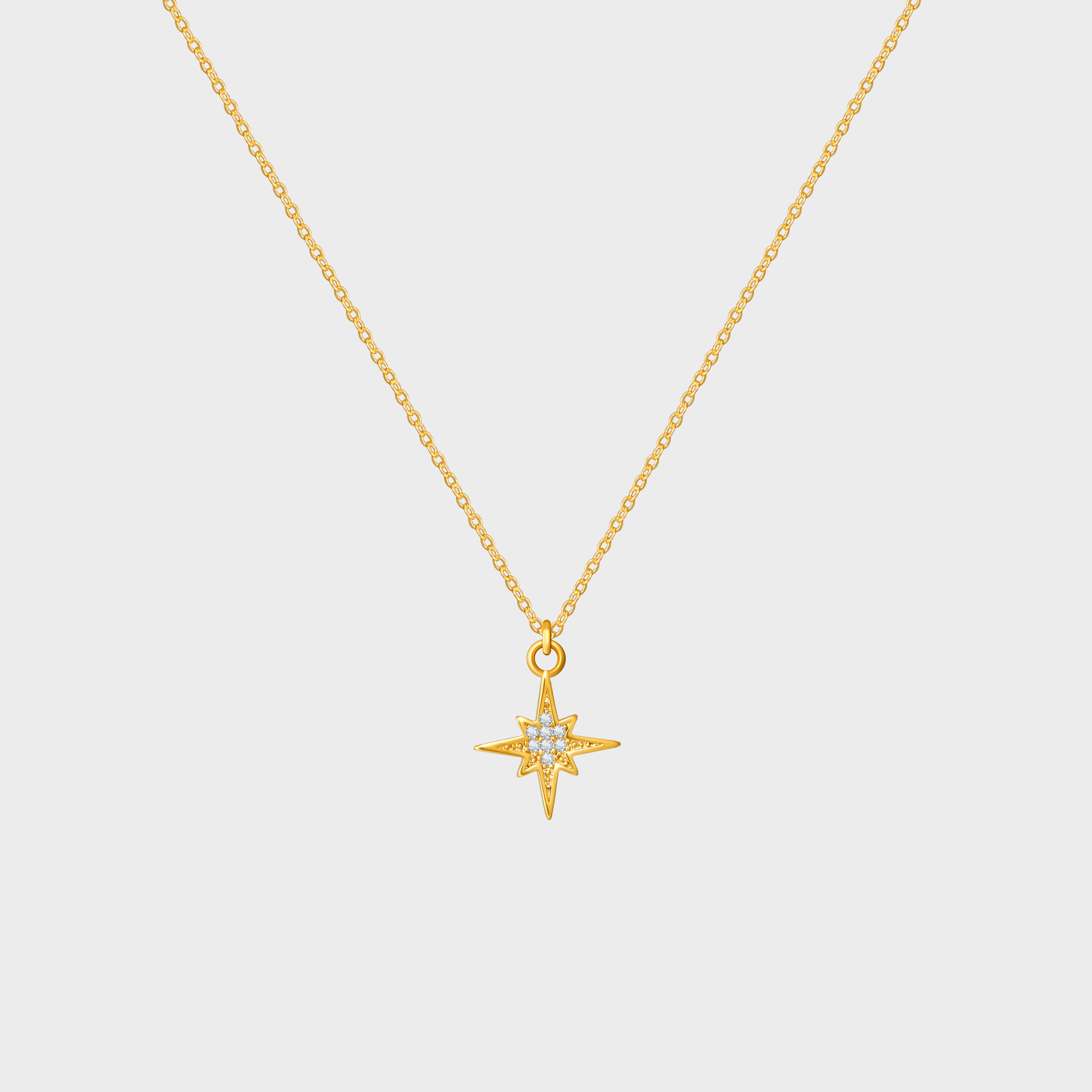 CZ Pave North Star Necklace