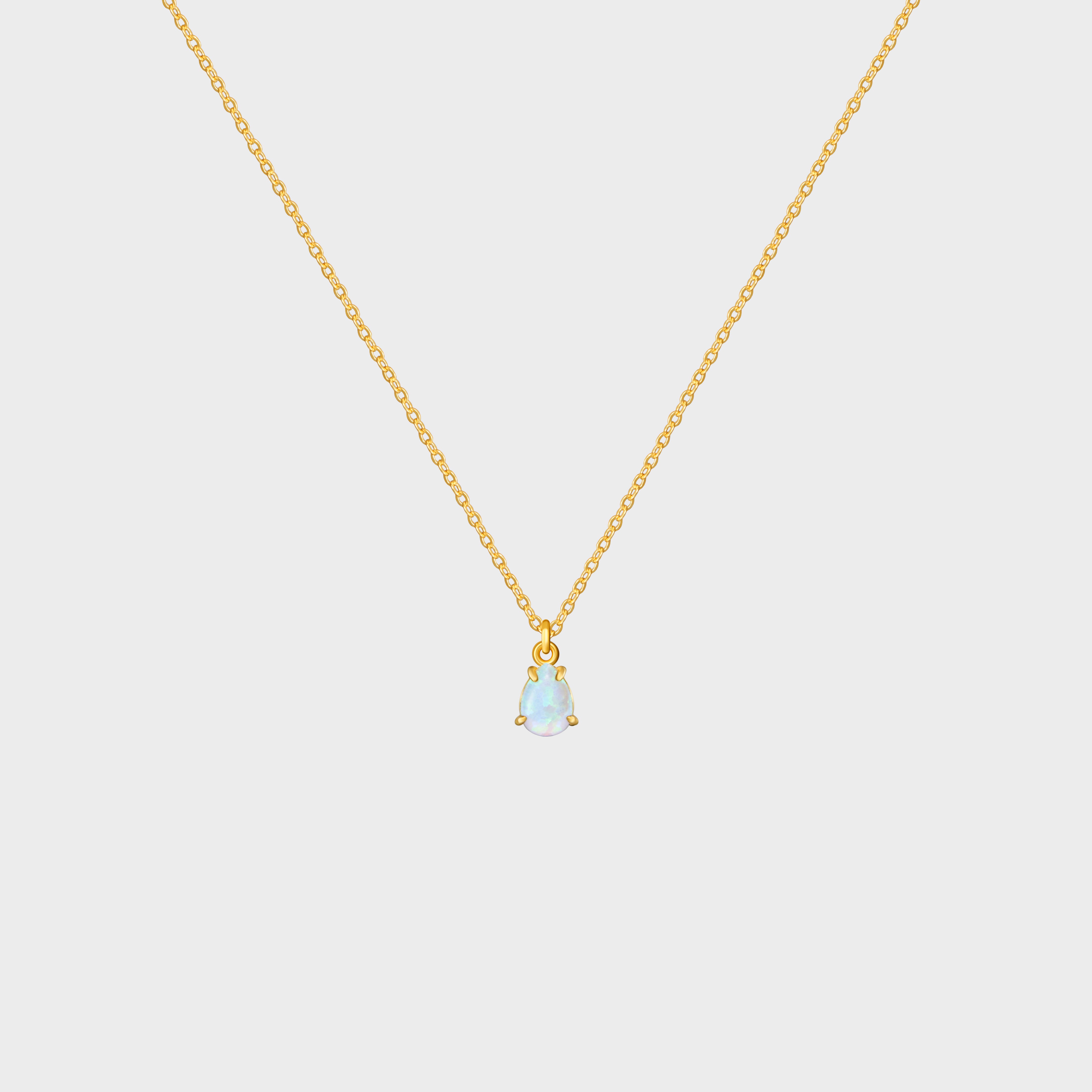 Tiny Prong Teardrop Opal Necklace