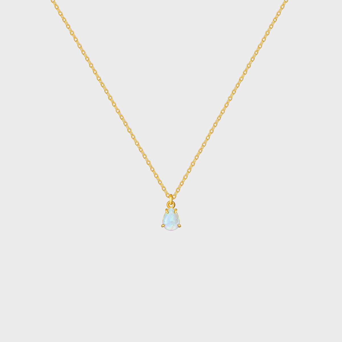 Tiny Prong Teardrop Opal Necklace | TOA