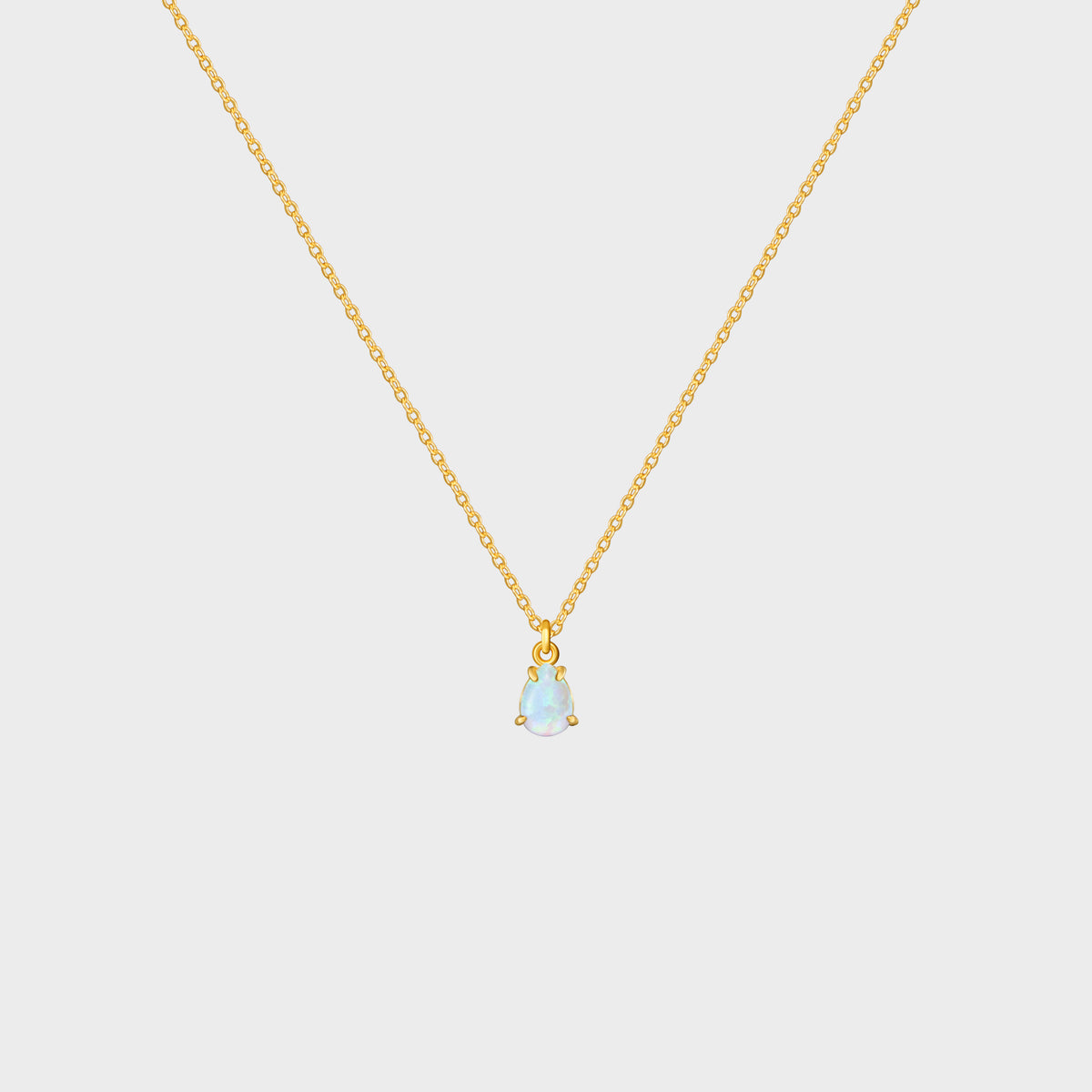 Tiny Prong Teardrop Opal Necklace