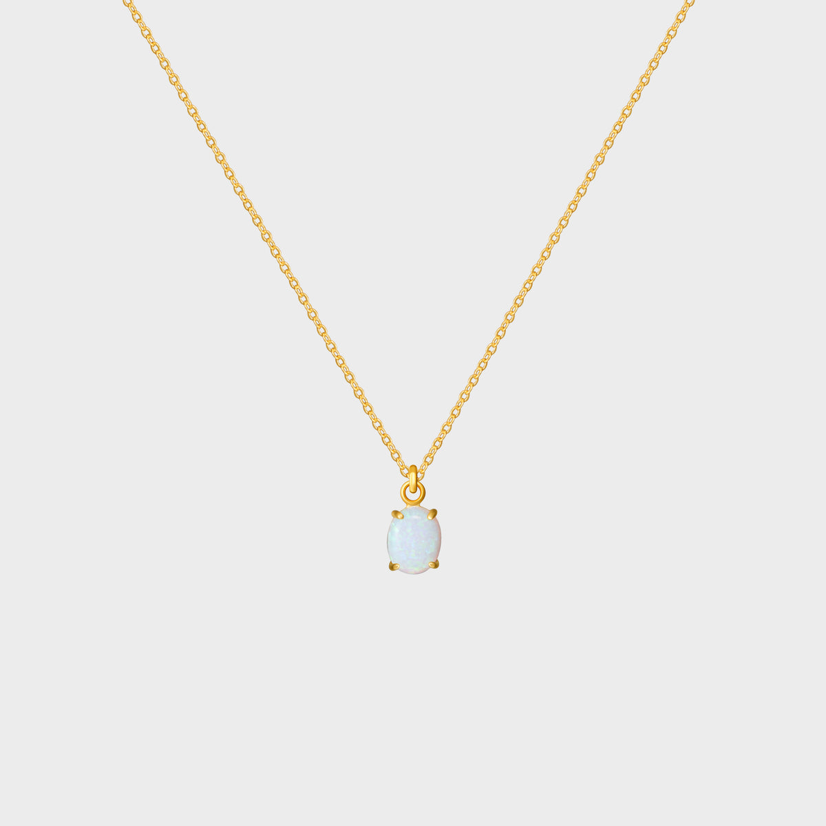 Small Prong Oval Opal Necklace