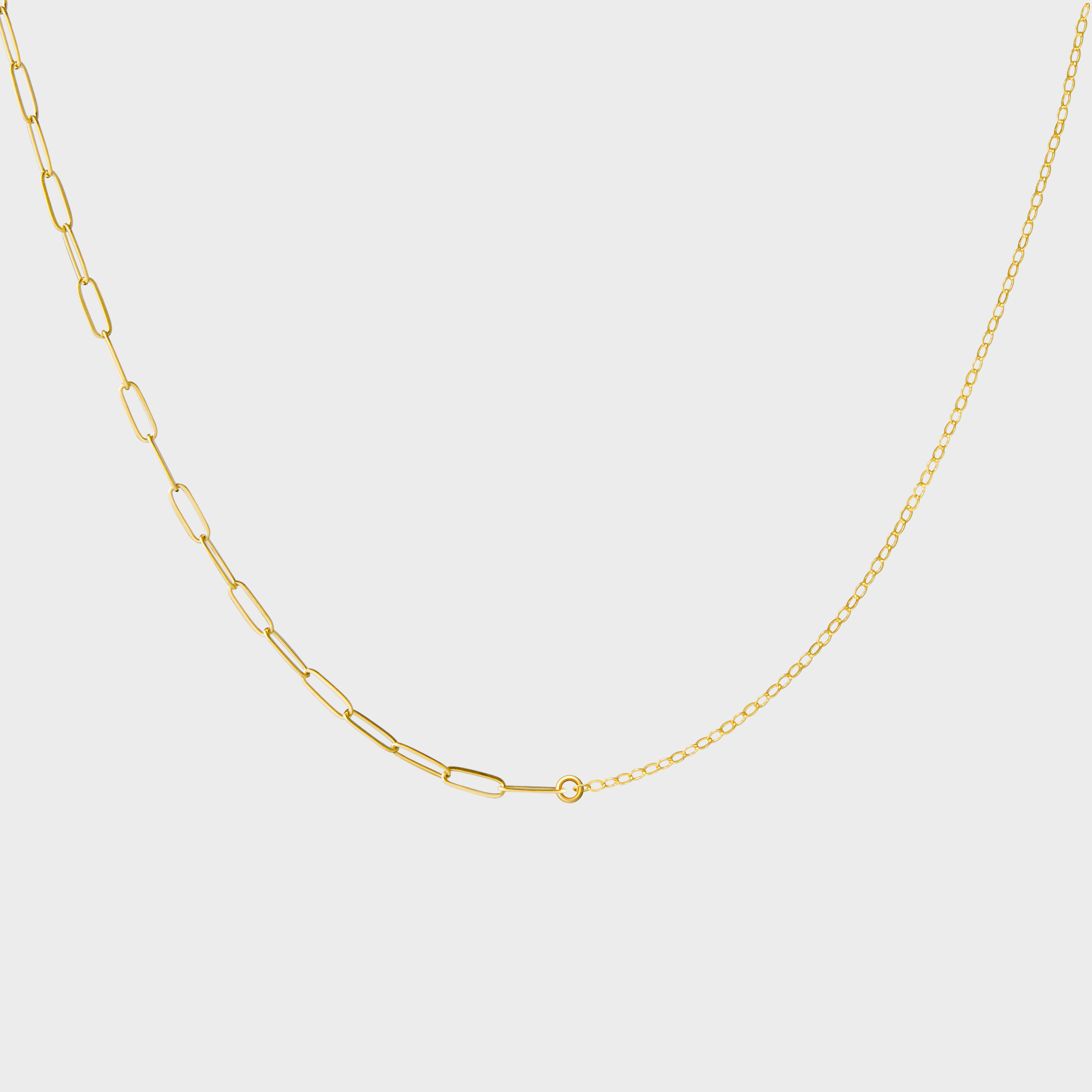Asymmetric Rectangular + Cable Chain Collar Necklace