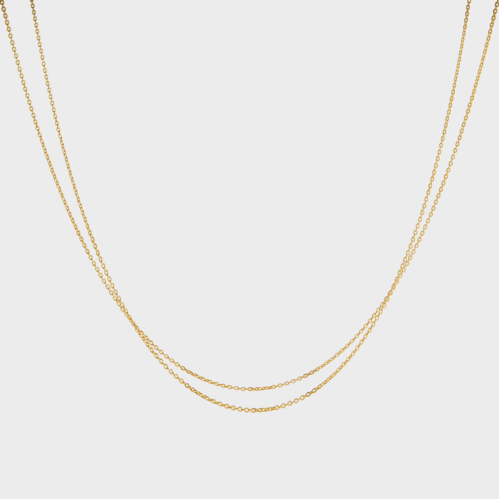 Thin Fine Chain Double Wrap Collar Necklace
