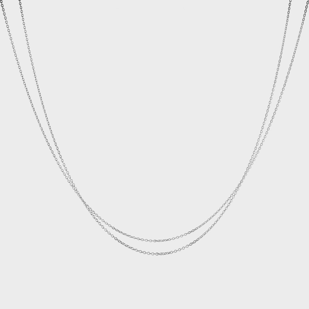 Thin Fine Chain Double Wrap Collar Necklace