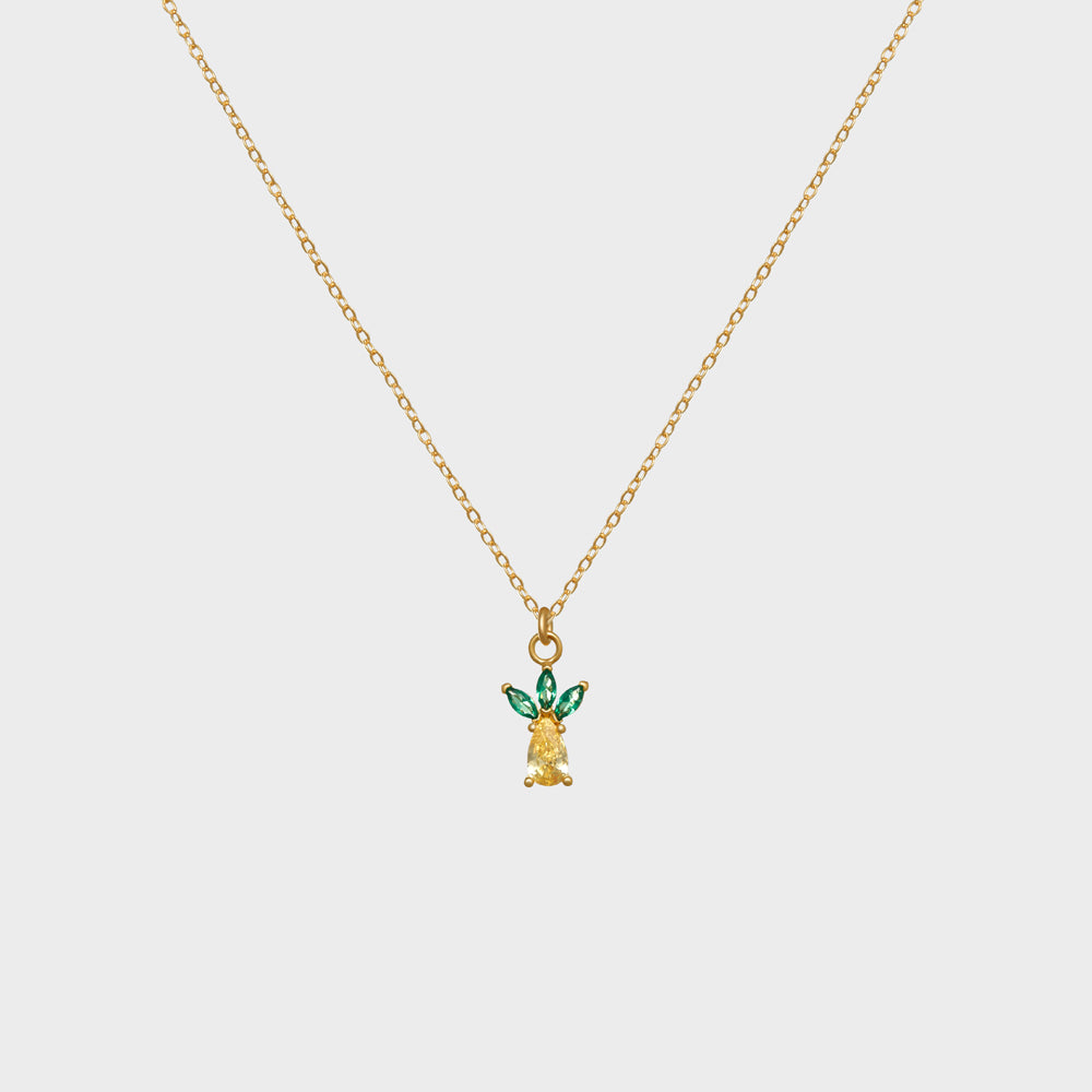 Pineapple Fruit CZ Pendant Necklace