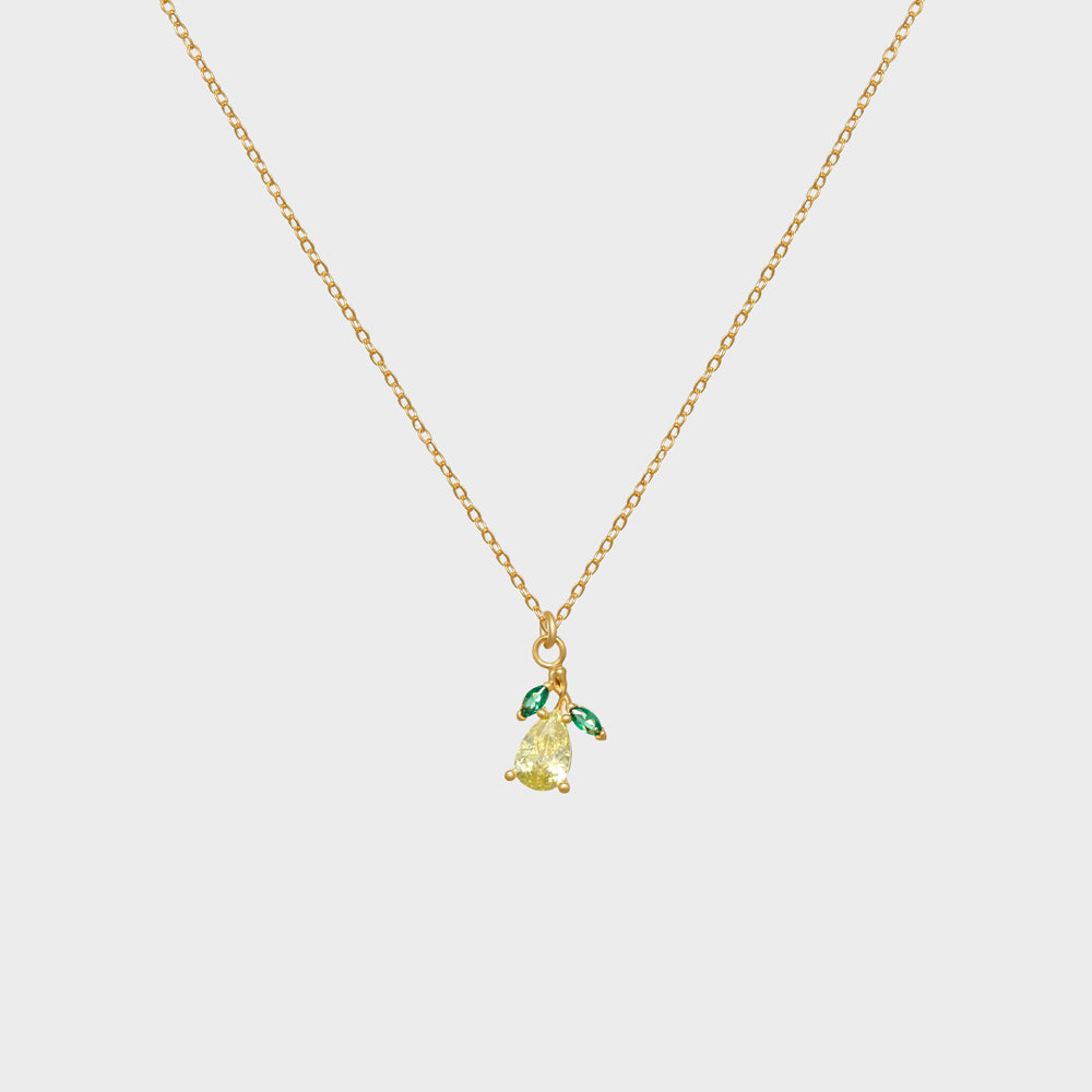Pear Fruit CZ Pendant Necklace