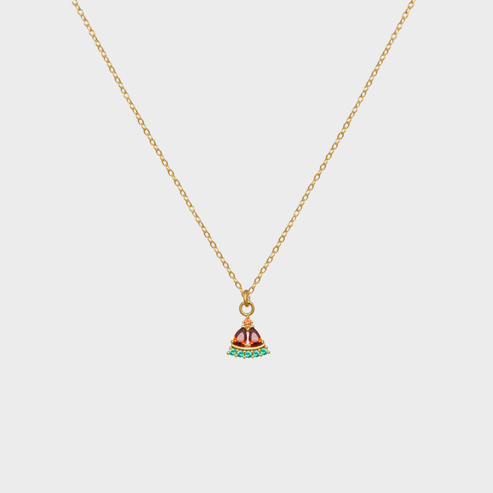 Watermelon Fruit CZ Pendant Necklace