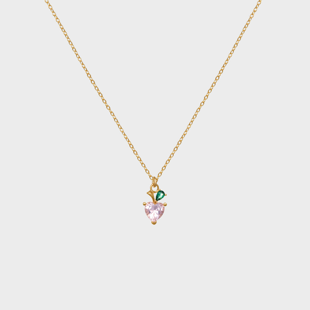 Peach Fruit CZ Pendant Necklace