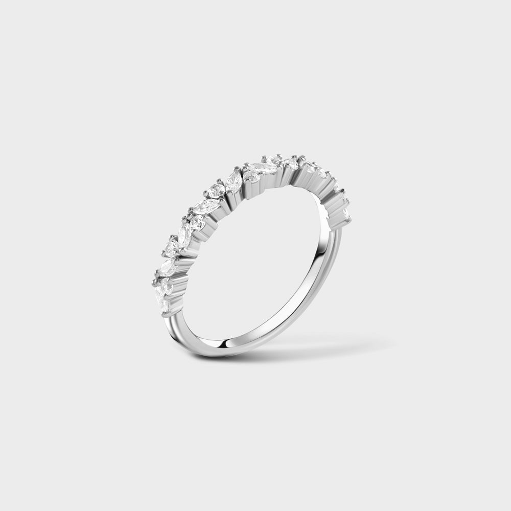 Cluster Marquises + Round Pave CZ Half Way Ring