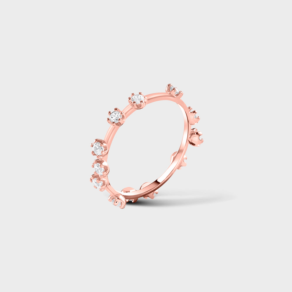Scattered CZ Prong Band Ring