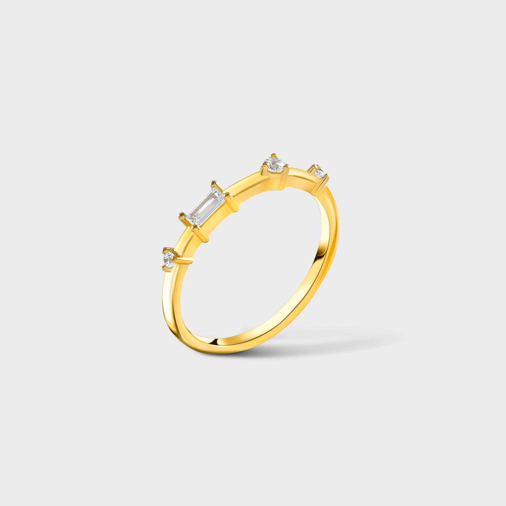 Multi Geo CZ Shapes Prong Ring