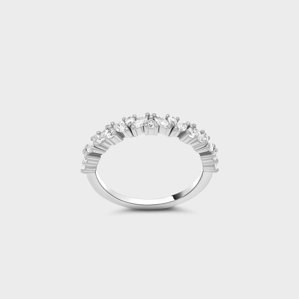 Cluster Marquises + Round Pave CZ Half Way Ring