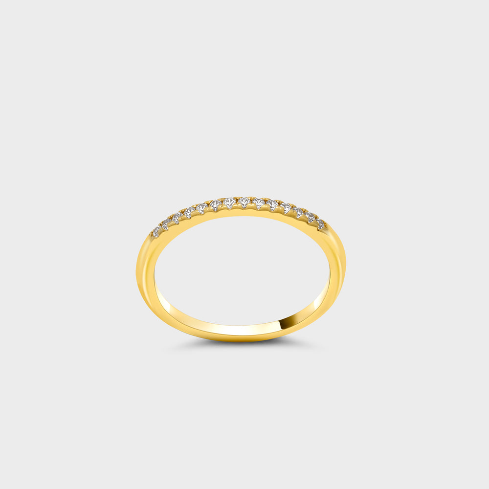 Pave Half Way Clear CZ Band Ring