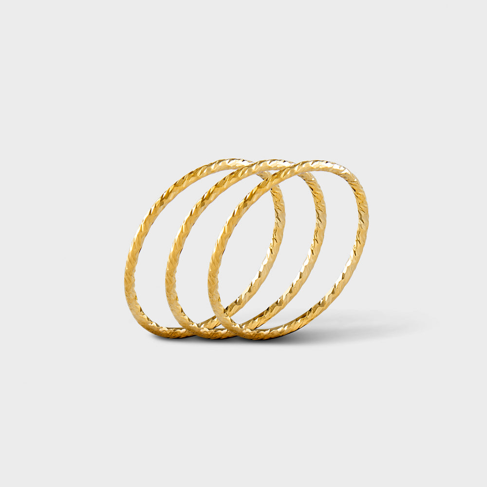 Triple Set 14K Gold Filled Diamond Cut Band Rings