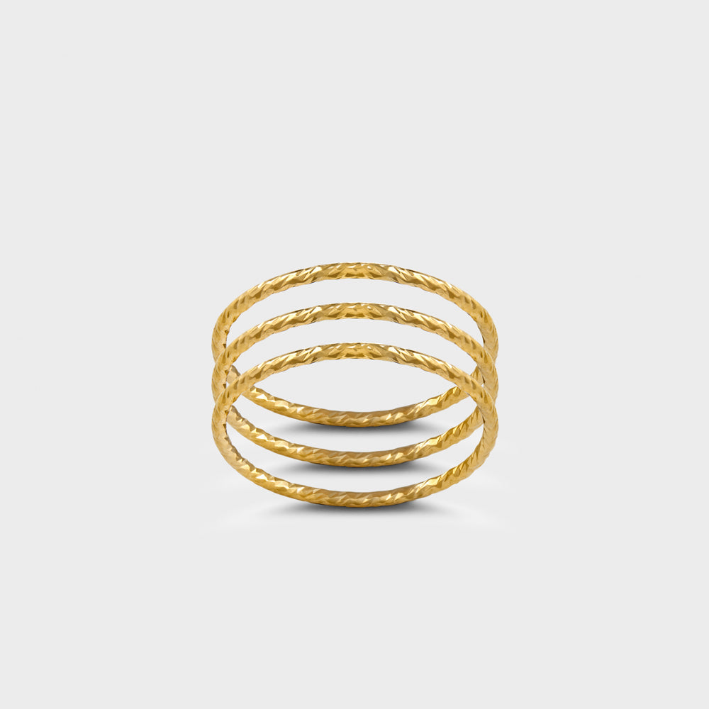 Triple Set 14K Gold Filled Diamond Cut Band Rings