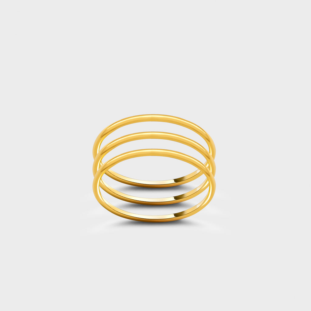 Triple Set 14k Gold Filled Plain Smooth Band Rings