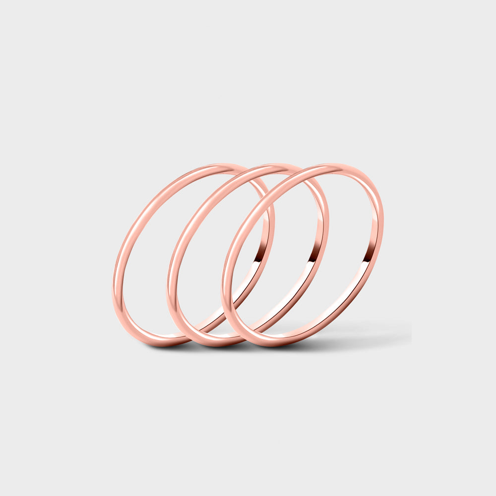Triple Set 14k Rose Gold Filled Plain Smooth Band Rings