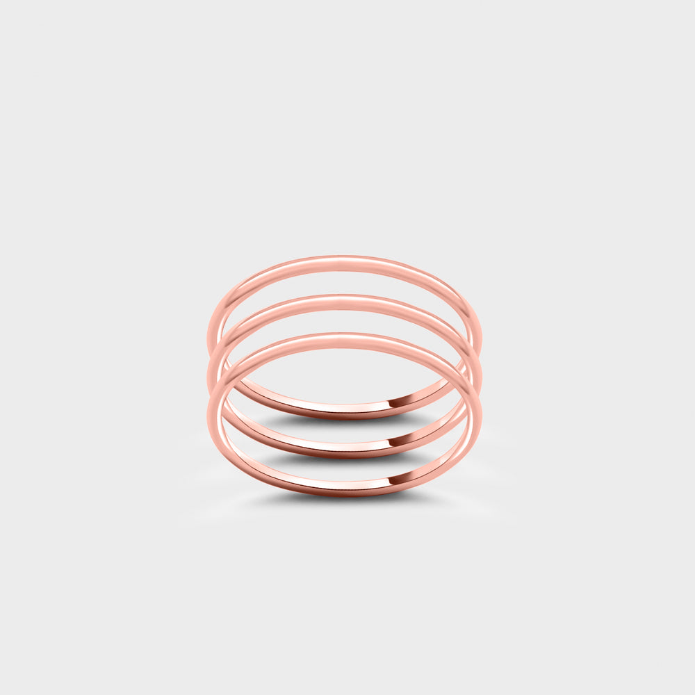 Triple Set 14k Rose Gold Filled Plain Smooth Band Rings