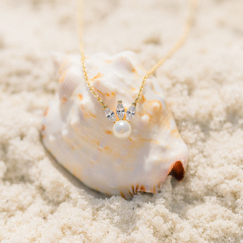 Trio Marquise CZ + Pearl Necklace